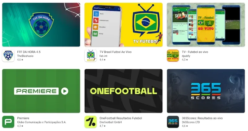 Aplicativos Futebol ao Vivo no Android