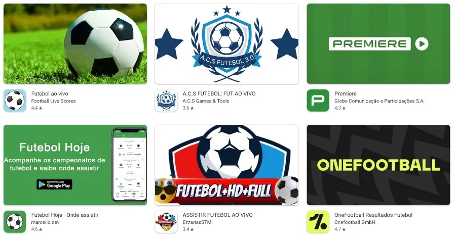 Aplicativos de Futebol ao Vivo no Android