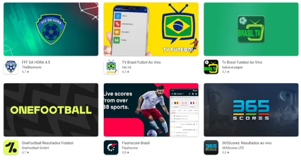 Aplicativos Android Futebol ao Vivo